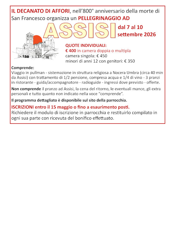 Pellegrinaggio ad Assisi