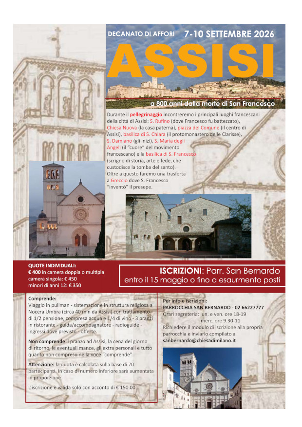 Pellegrinaggio ad Assisi