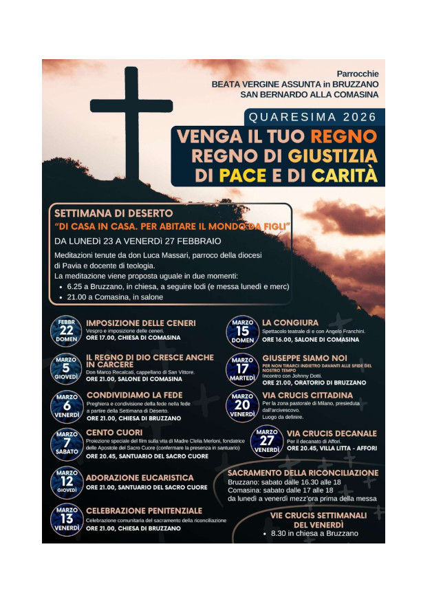 Programma Quaresima 2026