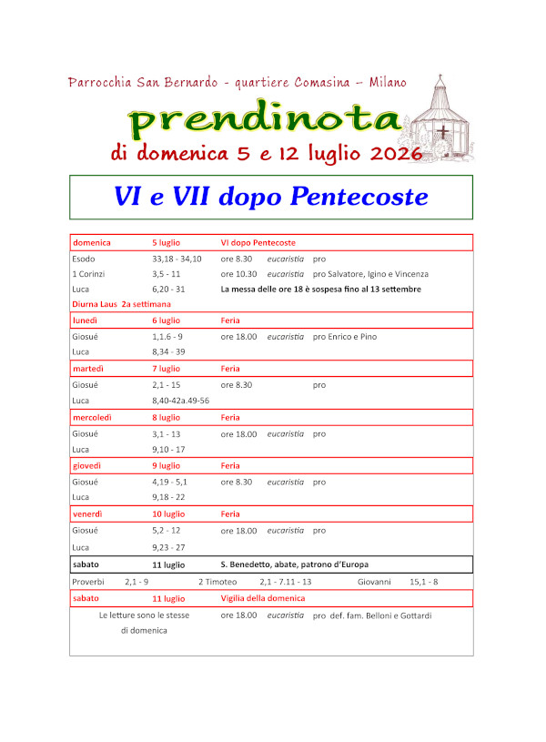 26 - Prendinota 5 e 12 luglio 2026