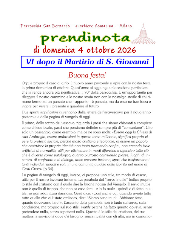 34 - Prendinota 4 ottobre 2026
