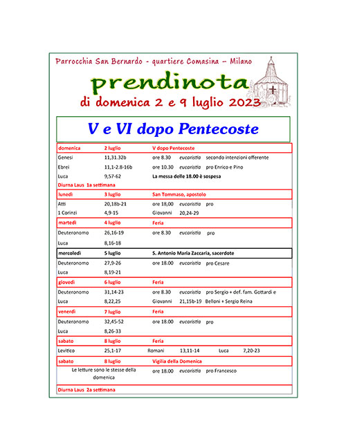 27 -  Prendinota 2 e 9 luglio 2023