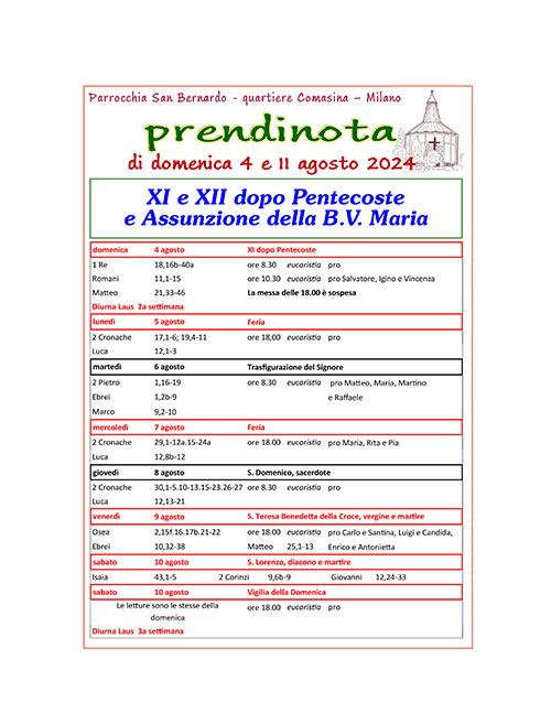 28 - Prendinota  4 e 11 agosto 2024