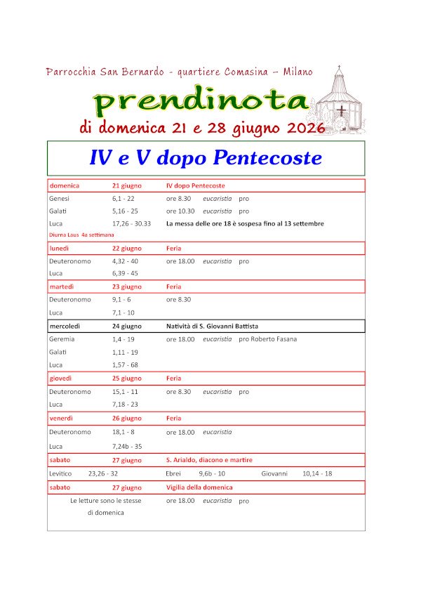 25 - Prendinota 21 e 28 giugno 2026