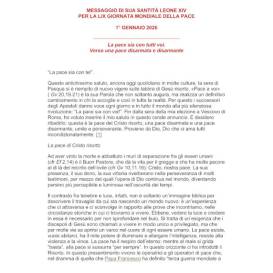 Messaggio di Papa Leone XIV per la pace