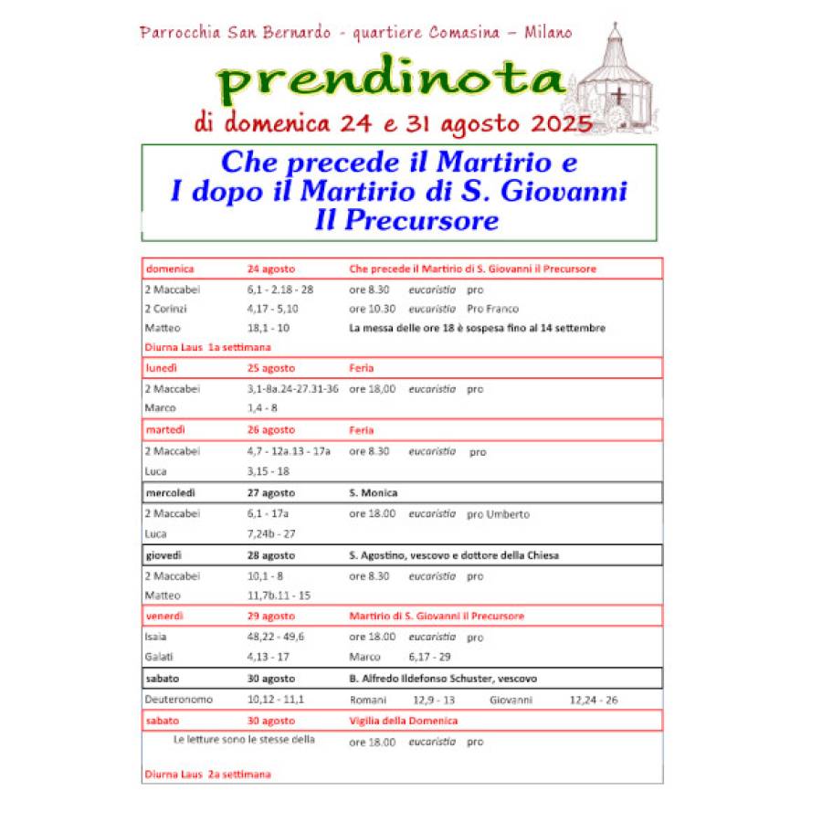 Prendinota 30 - 24 e 31 agosto 2025