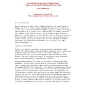 Messaggio di Papa Leone XIV per la pace