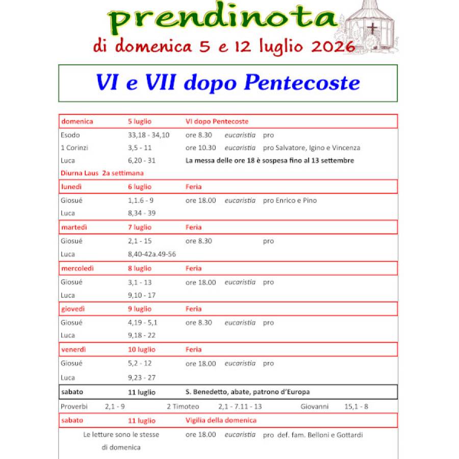 26 - Prendinota 5 e 12 luglio 2026